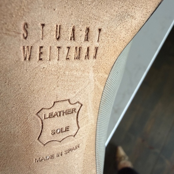 Stuart Weitzman Cream Mesh Peep-toe heels, made in Spain, size 8 - Picture 4 of 6